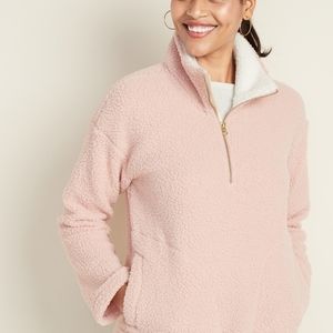 OLD NAVY Sherpa Zip Pullover 🌷 Chic Blush Pink